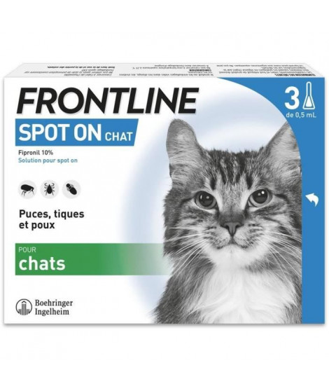FRONTLINE 3 Pipettes antiparasitaires SPOT ON Chat - Puces, tiques, poux