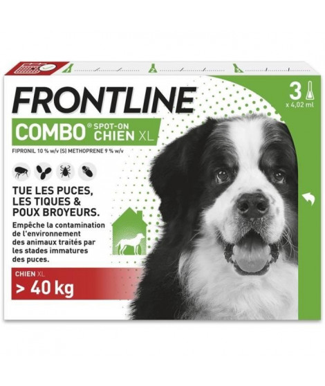 FRONTLINE 3 Pipettes antiparasitaires COMBO Chien  40 kg -  Puces, tiques, poux broyeurs