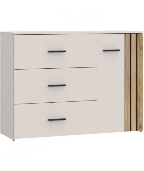 Commode - WAIKATO - 3 tiroirs - 1 porte - Blanc - 119,9 x 41,3 x 89,7 cm