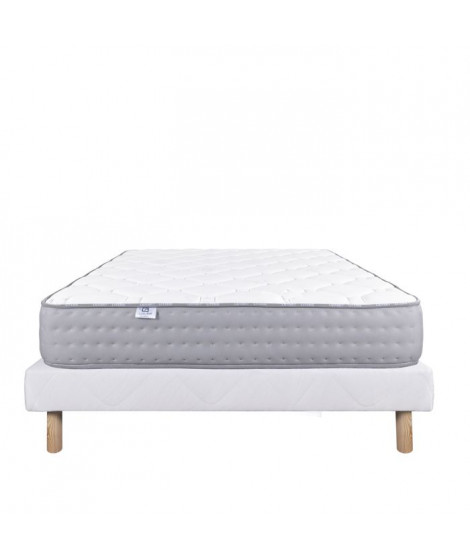 LUXURY LITERIE - Ensemble matelas + sommier - ZEN - 160 x 200 cm - Tapissier - Ferme  - Face été/hiver