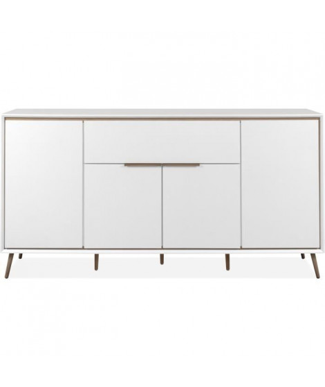 Buffet - ARONA 51B - Blanc / Chene artisan - 4 portes, 1 tiroir - 175 x 90 x 38 cm