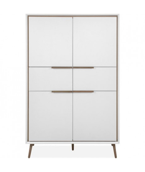 Buffet Haut - ARONA 53B - Blanc / Chene artisan - 4 portes, 2 tiroirs - 175 x 90 x 38 cm