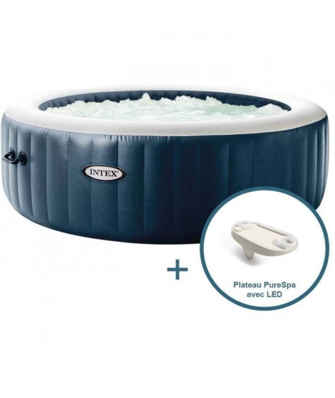 INTEX Spa Gonflable 6 places Pure Spa Blue navy avec plateau LED Offert