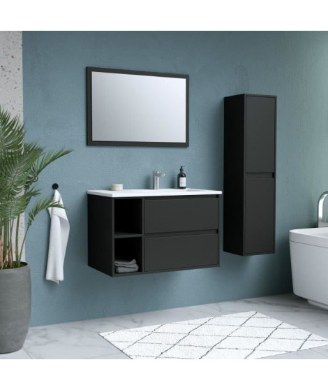 Ensemble DOMINO, set de salle de bain 80, vanity+vasque+miroir & colonne