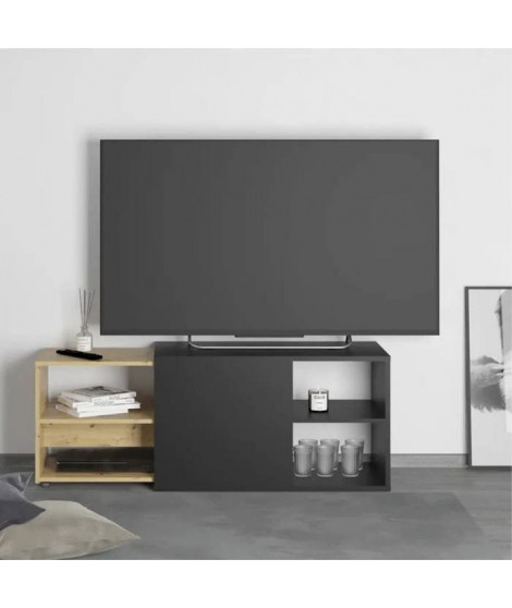 FMD Meuble TV avec 2 compartiments ouverts 133,5x39,9x49,2 cm, unité tv, buffet bas tv,, armoire tv 444232