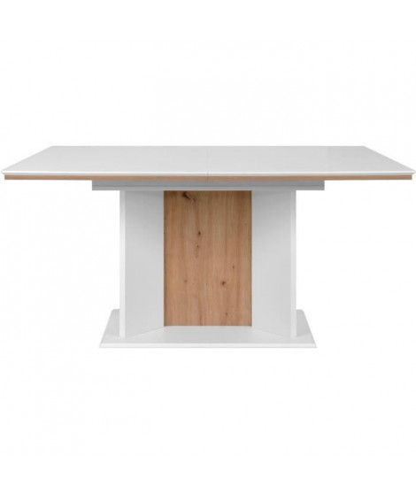 Table extensible - NOVARA - Rectangulaire - 10 personnes - 160/200 x 76 x 90 cm - Blanc / chene artisan