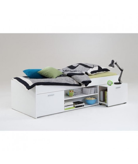 Lit combiné junior - Décor blanc - L203,5 x H58,5 x P95,5 cm - Fabriqué en Allemagne