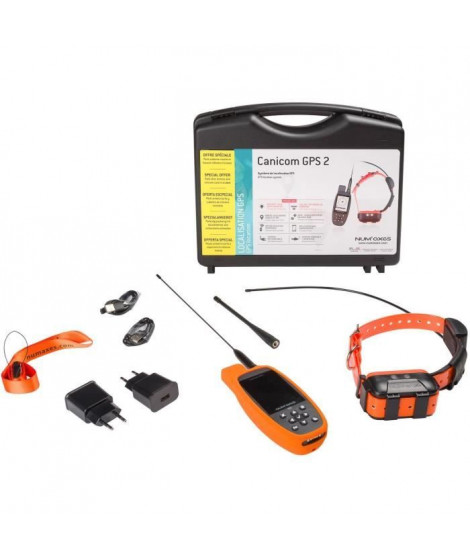 Ensemble complet traceur GPS - NUM'AXES - CANICOM GPS 2 - Noir / Orange