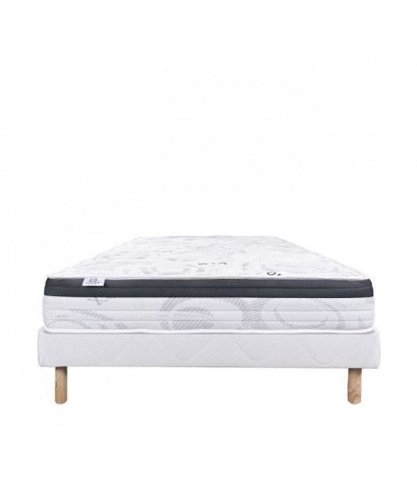 LUXURY LITERIE - Ensemble matelas + sommier - SLEEPLUX - 140 x 190 cm - Tapissier - Ferme  - Face été/hiver