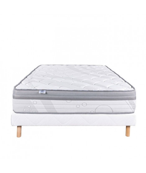LUXURY LITERIE - Ensemble matelas + sommier - VISCOPLUS - 140 x 190 cm - Tapissier - Ferme  - Face été/hiver