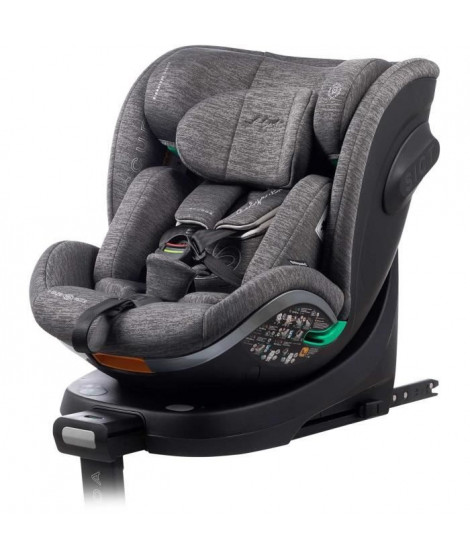 Siege auto - BABYAUTO - SCUDDA GREY DOBBY - De la naissance a 12 ans - 0-36 kg - I-Size - ISOFIX - Pivotant 360° - ECE R129