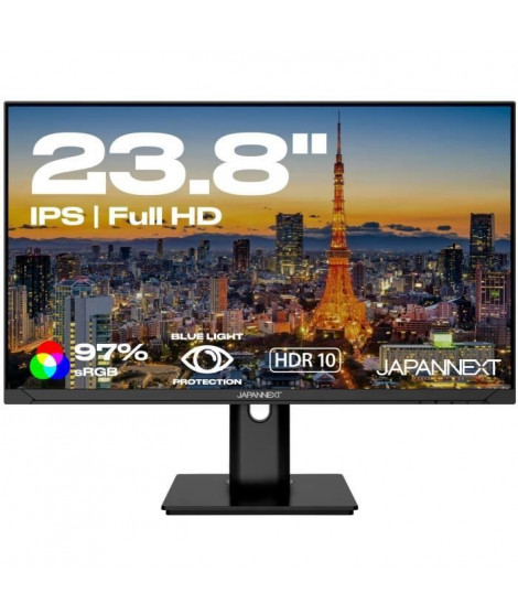 Écran PC - JAPANNEXT - 23,8 FHD - IPS - 60Hz - Pied ergonomique