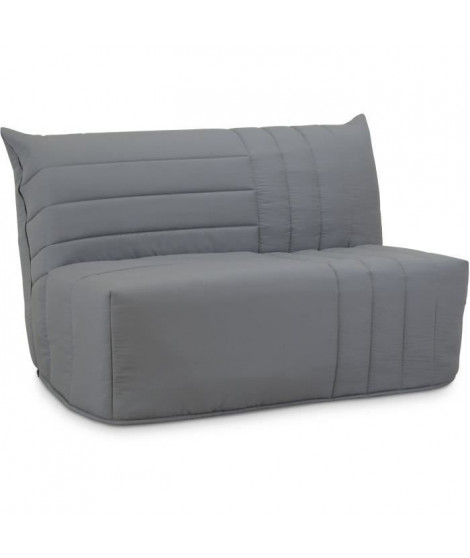 Banquette BZ 2 places BECCI - Tissu gris - Matelas Bultex - L142 x P101 x H95cm - Fabrication française