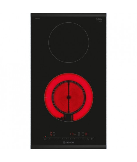 Domino vitrocéramique - BOSCH SER6 - 2 foyers - 3500 W  - 30,6 x 52,7 cm - PKF375FP2H - Noir