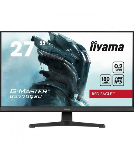 Écran PC - IIYAMA - G2770QSU-B6 - 27 QHD - Fast IPS - 180Hz - 0,2ms - HDMI/DP/USB HUB - Haut-parleurs - Noir