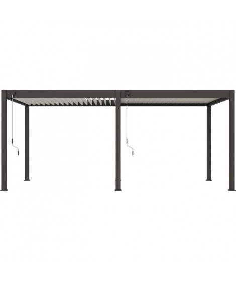 Pergola - Aluminium - OMBREA - Bioclimatique - Anthracite et lames blanches - 3x6 m
