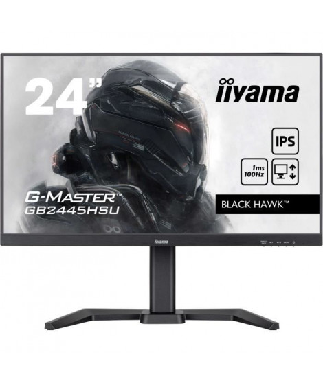 Écran PC - IIYAMA - GB2445HSU-B2 - 23,8 FHD - IPS - 100Hz - 1ms - HDMI/DP/USB HUB - Noir