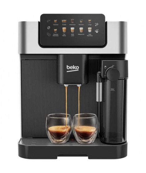Machine a café avec broyeur - BEKO - CEG7304X - 1350 W - 19 bars - Écran tactile couleur