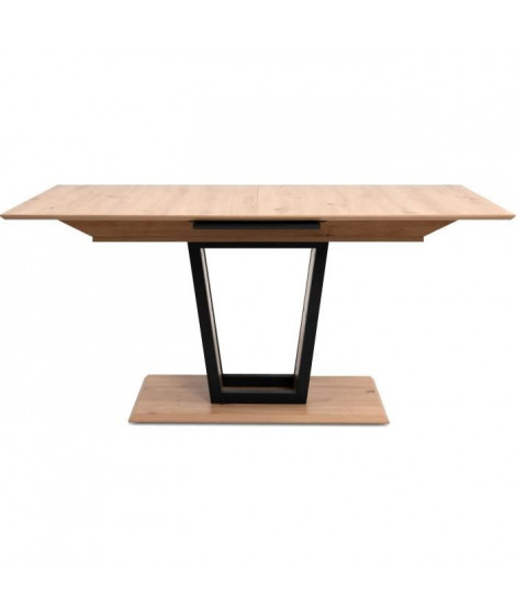 Table extensible - SORIA - Rectangulaire - 10 personnes - 160/200 x 76 x 90 cm - Noir / Chene artisan