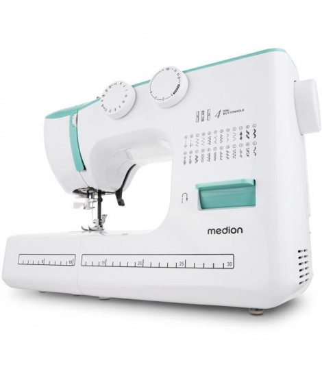 Machine a Coudre - MEDION - SM 60 - 62W - 24 Points + Points Doubles - 700 tr/min - LED - Turquoise