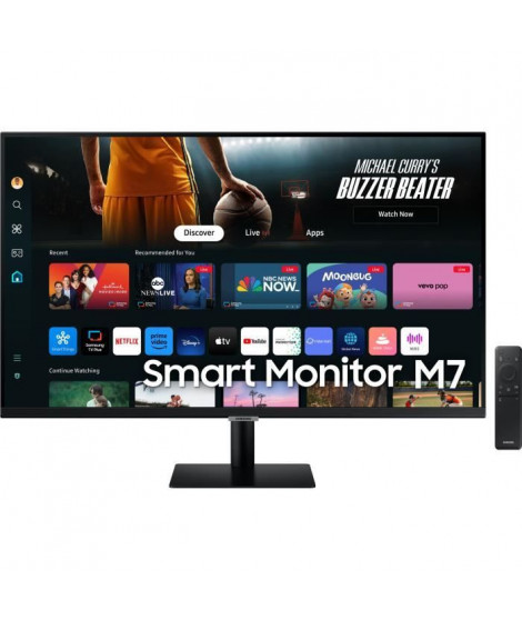 Écran PC - SAMSUNG - SMART MONITOR M7 DM700 - 32 UHD 4K - Dalle VA - 60Hz - HDR10 - USB-C 65W - HDMI - Enceintes - Noir