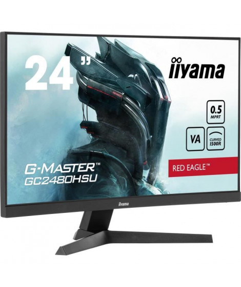 Ecran PC Gaming incurvé - IIYAMA - G-MASTER RED EAGLE GCB2480HSU-B1 - 24 - VA Curved - FHD - 0,5 ms - 180Hz