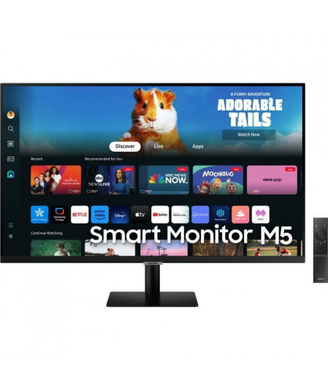 Écran PC - SAMSUNG - SMART MONITOR M5 CM500 - 27 FHD - Dalle VA - 60Hz - HDR10 - HDMI - Enceintes - Noir