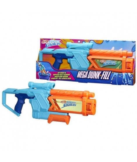 Nerf blaster a eau Mega Dunk-Fill, remplissage instantané facile, Réservoir 1L, Nerf Super Soaker, des 6 ans