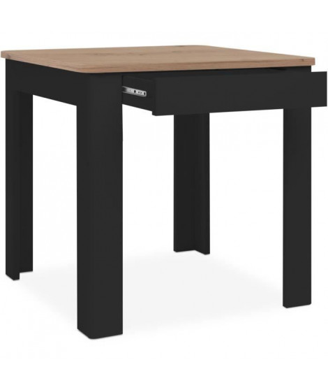 Table OSLO - Rectangulaire - 4 personnes - 80 x 77 x 80 cm - Noir / Chene artisan