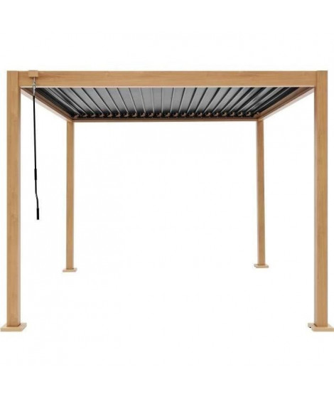 Pergola bioclimatique GAYA - Structure en aluminium et en acier - l300 x P300 x H240 cm - Aspect Bois