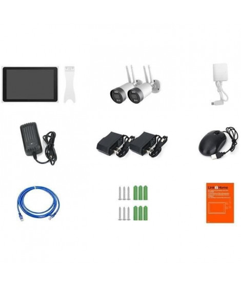 Kit 2 caméras Wi-Fi + écran NVR - LINK2HOME - 3MP, détection intelligente, écran LCD 10.1