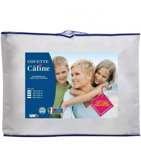 Couette spéciale câline - Tempérée - 240 x 220 cm - 250 g/m² - Blanc