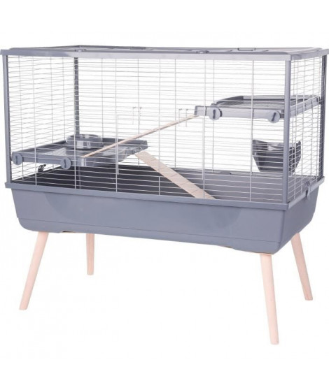 Cage rongeur surélevée - Zolux - Néolife - 2 étages pour lapin - 99 x 54 x 92 cm - Gris