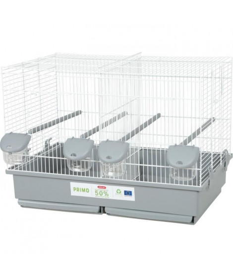 Cage d'élevage oiseaux - Zolux - Primo Cati - Pour canari mandarin - 57 x p34.5 x 41 cm - Blanc et gris
