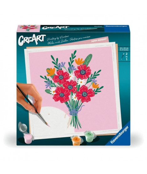 CreArt 20x20 cm Poppy bouquet, Loisir créatif, Adulte, Peinture par numéros, 25519, Ravensburger