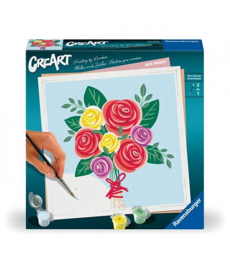 CreArt 20x20 cm Bouquet de roses, Loisir créatif, Adulte, Peinture par numéros, 25520, Ravensburger