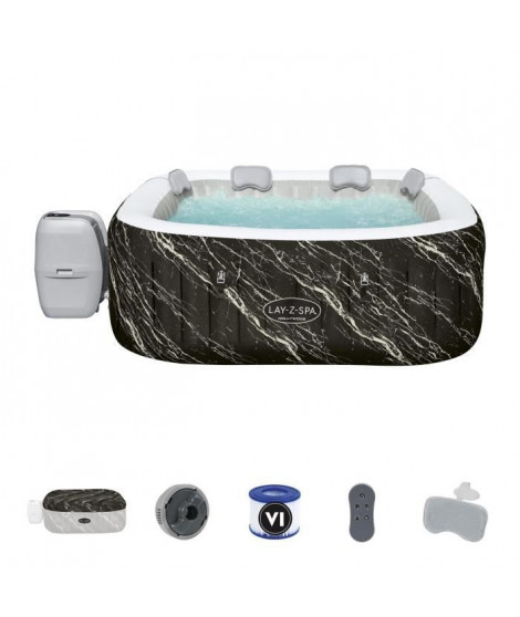 Spa gonflable BESTWAY - Lay-Z-Spa Hollywood - 140 airjets - 180 x 180 x 66 cm - 4 a 6 places - Carré (couverture, cartouche)