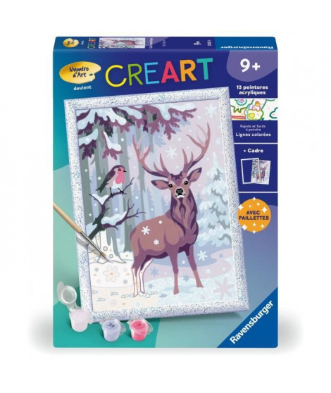CreArt Kids 18x24cm Cerf romantique, Kit de peinture par numéros Numéro d'Art, Des 9 ans, 25831, Ravensburger
