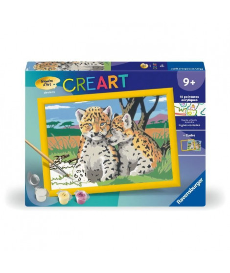 CreArt Kids 18x24cm Petits léopards, Kit de peinture par numéros Numéro d'Art, Des 9 ans, 25832, Ravensburger