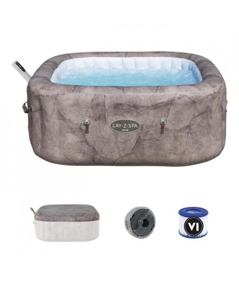 Spa gonflable BESTWAY - Lay-Z-Spa Rome - 140 airjets - 180 x 180 x 71 cm - 4 a 6 places - Carré (couverture, cartouche, diffu…