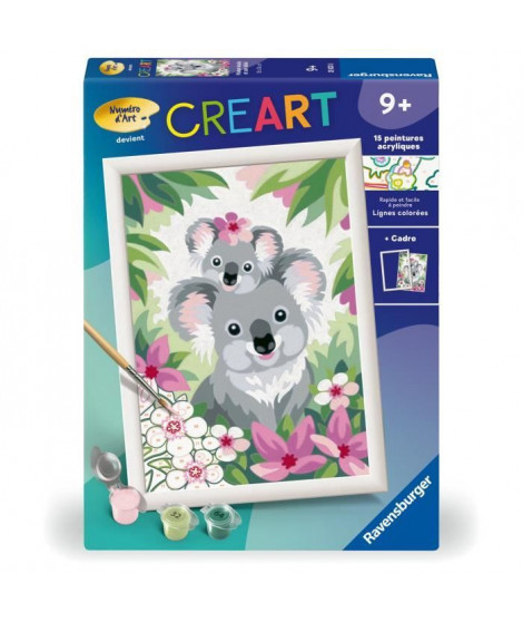 CreArt Kids 18x24cm Maman koala et son bébé, Kit de peinture par numéros Numéro d'Art, Des 9 ans, 25833, Ravensburger