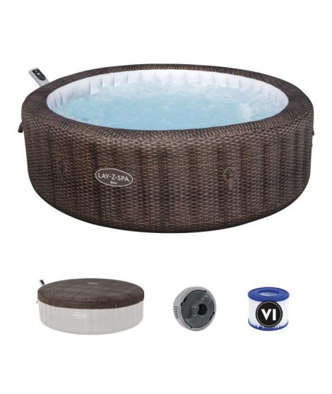 Spa gonflable BESTWAY - Lay-Z-Spa Bali - 180 airjets - 216 x 71 cm - 5 a 7 places - Rond (couverture, cartouche, diffuseur)
