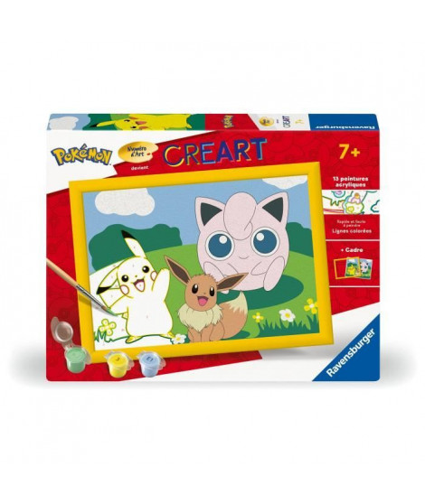 CreArt Kids 18x24cm Pokemon, Kit de peinture par numéros Numéro d'Art, Des 7 ans, 25839, Ravensburger