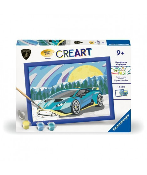 CreArt Kids 18x24cm Lamborghini, Kit de peinture par numéros Numéro d'Art, Des 7 ans, 25842, Ravensburger