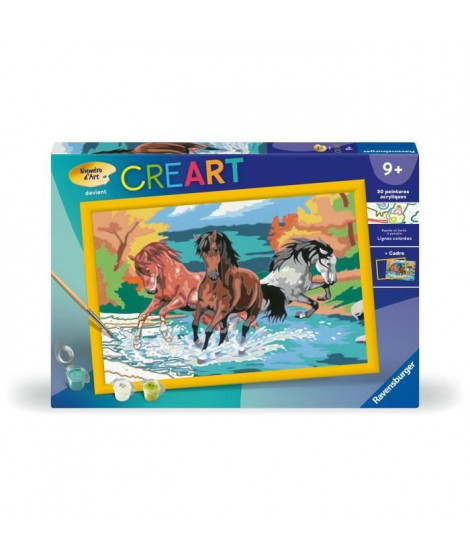 CreArt Kids 31x21cm Horde de chevaux, Kit de peinture par numéros Numéro d'Art, Des 9 ans, 25846, Ravensburger