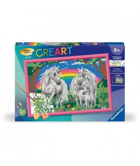 CreArt Kids 31x21cm Au pays des licornes, Kit de peinture par numéros Numéro d'Art, Des 9 ans, 25849, Ravensburger