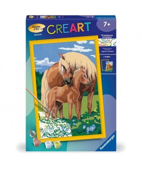CreArt Kids 31x21cm Fiers chevaux, Kit de peinture par numéros Numéro d'Art, Des 7 ans, 25850, Ravensburger