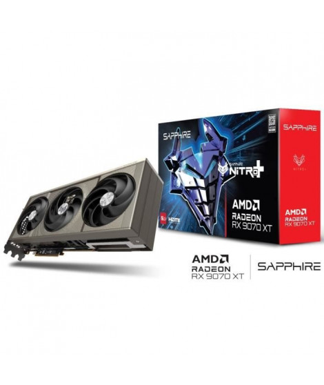 SAPPHIRE - Carte graphique - NITRO+ AMD RADEON RX 9070 XT Gaming OC - 16 GB - Dual HDMI / Dual DP