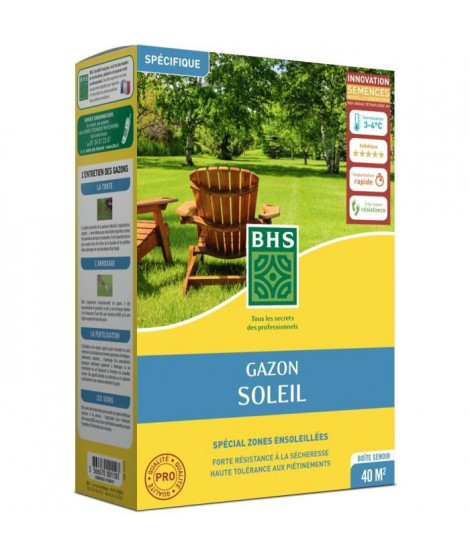 Gazon - BHS - Gazon Soleil 1kg |  Résistant au climat méditerranéen et a la sécheresse