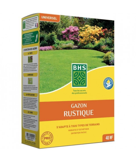Gazon - BHS - Gazon Rustique 1 KG - Plus résistant et mieux protégé - Rapide et Durable - Tous Types de Terrain et Climats, R…